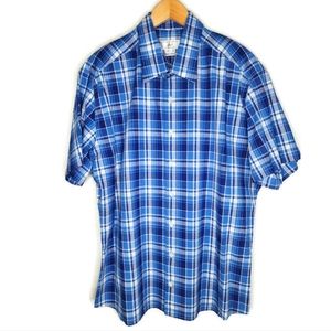 Anto Beverly Hills Blue Plaid Short Sleeve Shirt